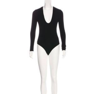 Reformation Ribbed Body Suit V Neck Small